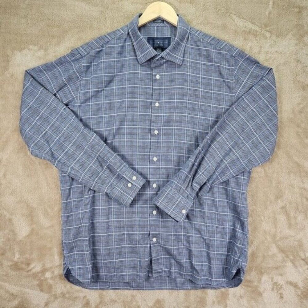 Joseph Abboud Dress Shirt Men's Size 2XLT 2XL Tall Long Sleeve Plaid Non Iron